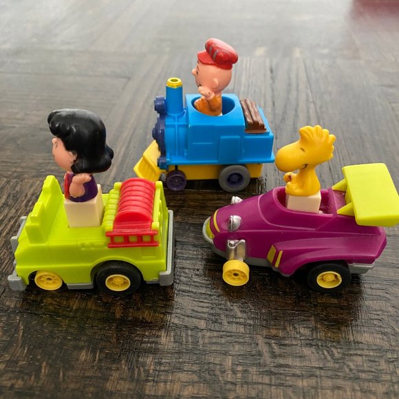 1989 Charlie Brown Pullback McDonalds Happy Meal Toys - set of 3 - Picture 2 of 5